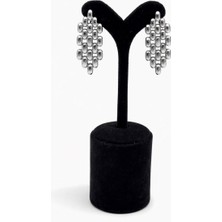 Pangu Geometrik Zincir Dokulu Gümüş Renk Çelik Küpe