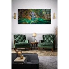 Olinpa Kırılmaz Cam Duvar Saati , Hem Tablo Hem Saat Doğa Huzurlu Irmak ve Ağaç Tasarım Ev Ofis Hediyesi