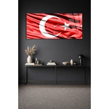 Olinpa Kırılmaz Cam Duvar Saati , Hem Tablo Hem Saat Türk Bayrak Ay Yıldız Tasarım Ev Ofis Hediyesi