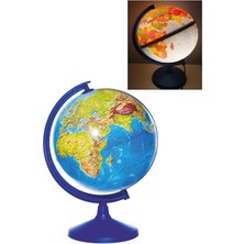 Store Işıklı Küre - 30 cm - Hem Siyasi Hem Fiziki Dünya Küresi En Büyük Boy Eğitici Yer Küre