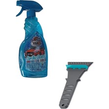 Oto Cam Buz Çözücü Sprey (500 Ml) Oto Buz Kar Kazıyıcı Temizleyici Kar Temizleyici 2'li Set