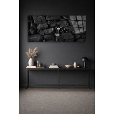 Olinpa Kırılmaz Cam Duvar Saati , Hem Tablo Hem Saat Siyah Modern Siyah Taş Doku Mınımal Ev Ofis Hediyesi