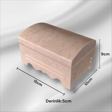 Sekay Ahşap Ham Ahşap Takı Aksesuar Küçük Boy Dekoratif Sandık Kutu