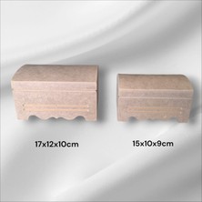 Sekay Ahşap Ham Ahşap Takı Aksesuar Ikili Dekoratif Sandık Kutu