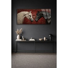 Olinpa Kırılmaz Cam Duvar Saati , Hem Tablo Hem Saat Beyaz ve Siyah Atlar Klasik Tasarım Ev Ofis Hediyesi