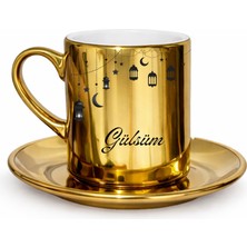 Myworldorganization Ramazan Temalı Kişiye Özel Isimli Gold Kahve Fincanı, Hoşgeldin Ramazan