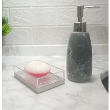 Feyza Design Gri Renkli 2'li Sıvı Sabunluk ve Sabunluk Banyo Seti