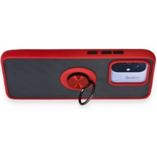 Epilons Redmi 12C Kılıf Montreal Yüzüklü Silikon Kapak - Kırmızı