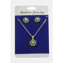 Zero Land Nrzsnt Kartanesi Zirkon Taşlı Set Kolye - Yeşil