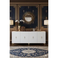 Yumedi Design KA1812BG - Ayshe Konsol ,tv Sehpası , Çok Amaçlı Dolap, Kahve Köşesi 180 cm Beyaz-Gold