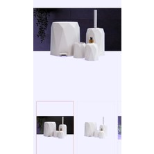 Feyza Design 4'lü Beyaz Banyo Takımı: Çöp Kovası, Tuvalet ve Lavabo Aksesuarları