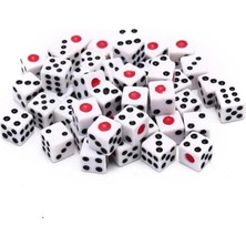 Feyza Design Köşeli Kırmızı Noktalı Tavla Zarı 6'lı Set, Eğlenceli Oyun Aksesuarı