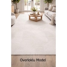 NarStore Home Rölyef Joy Krem Kaymaz Yıkanabilir Taban Kesme Salon Mutfak Halı Yolluk