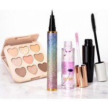 Sudedi Home Tam Makyaj Seti 4lü Far Paleti Maskara Eyeliner Lip Oil Dudak Parlatıcı Profesyonel Kozmetik