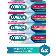 Corega Protez Yapıştırıcı Krem 40 gr x 4 Adet Tat İçermeyen Güçlü Tutuş Ağız Bakımı