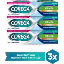 Corega Süper Protez Yapıştırıcı Krem Naneli Gün Boyu Güçlü Tutuş 40 gr x3 Adet