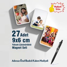 E-TrendPro Yüksek Çözünürlüklü 27 Adet 9x6 cm Kişisel Fotoğraflarla Buzdolabı Magneti, Suya Dayanıklı 27'li Kişiselleştirilmiş Fotoğraflı Magnet Seti