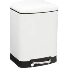 Omnipazar Genesit GSC501W Paslanmaz Kare Pedallı Çöp Kovası 6 Litre Beyaz