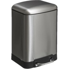 Omnipazar Genesit GSC501L Kare Pedallı Paslanmaz Çöp Kovası 6 Litre Gri