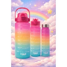 M&B Water Bottle M&B 3'lü Motivasyon Matara Tritan Malzemeden Üretilmiş Su Şişesi Seti