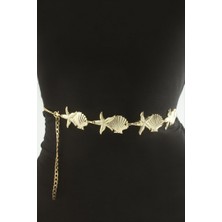 Zero Land Nrzsnt Deniz Yıldızı Metal Zincir Kemer - Sarı