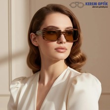 Caldini Kahverengi Desenli Kemik Polarize CS050 C20 Kadın Güneş Gözlüğü