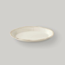 Linens Cinnamon Porselen 26 cm Kayık Tabak Ekru-Kahve