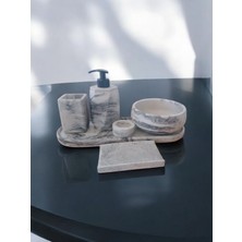 Feyza Design Modern Antrasit 6'lı Beton Banyo Seti, Sabunluk, Diş Fırçalık ve Aksesuarlar