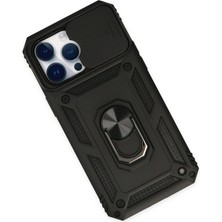 Epilons Iphone 14 Kılıf Pars Lens Yüzüklü Silikon - Siyah