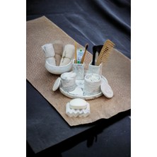 Feyza Design Modern Beton Serisi Banyo Seti, Tepsi, Pamukluk, Havluluk ve Sabunluk