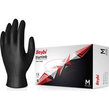 No35 Beybi Diamond M Beden Pudrasız Kalın Siyah Nitril Eldiven Medium (Kutuda 100 Adet)