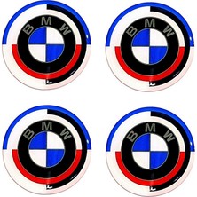 Yeni Nesil Bmw 50.yıl Logolu Damla Sticker Jant Göbeği Yapışkanlı Sticker 5.5 cm Uyumlu
