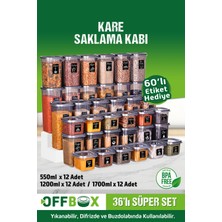 Feyza Design 36 Parça Kare Saklama Kabı Seti, 40 Etiketli, Çok Amaçlı ve Şık Tasarım
