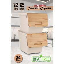 Feyza Design Bambu Renkli Tekerlekli Patateslik ve Soğanlık Organik Sebzelik