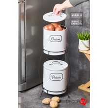 Feyza Design Çift Katlı Metal Patates ve Soğan Kovası, Beyaz Sebzelik Sepet