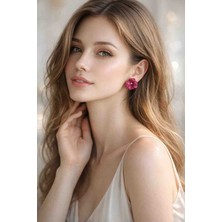 Myth Atelier El Yapımı Mürdüm Çiçek Küpe - Zarif ve Şık