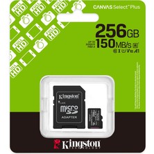 Kingston Sdcs3-256Gb 256Gb Microsdxc Canvas Select Plus Gen3 150Mb-S A1 Card + Adapter Hafıza Kartı