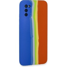 Epilons Galaxy A03S Kılıf Ebruli Lansman Silikon - Mavi-Turuncu