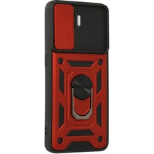 Epilons Reno 5 Lite Kılıf Pars Lens Yüzüklü Silikon - Kırmızı