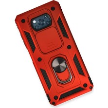 Epilons Pocophone X3 Kılıf Pars Lens Yüzüklü Silikon - Kırmızı