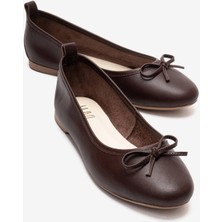 Luvi 01 Kahve Cilt Hakiki Deri Kadın Babet Ayakkabı