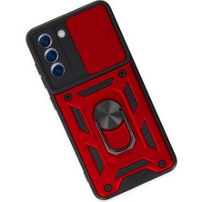 Epilons Galaxy S21 Fe Kılıf Pars Lens Yüzüklü Silikon - Kırmızı