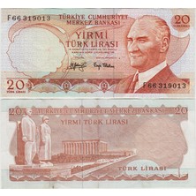 Banknoting 6. Emisyon 3. Tertip 20 Lira F66 Çok Çok Temiz.