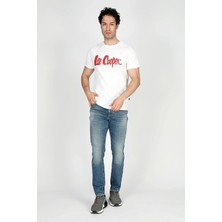 Lee Cooper Jack Erkek Slım Dar Kesim Yüksek Bel Dar Paça Jean Pantolon Mavi