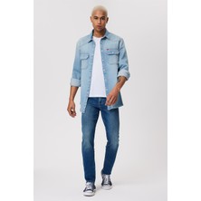 Lee Cooper Jagger Erkek Slım Straıght Dar Kesim Normal Bel Düz Paça Jean Pantolon Mavi