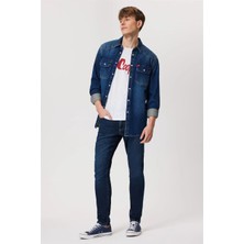 Lee Cooper Jeff Erkek Skınny Süper Dar Kesim Normal Bel Dar Paça Jean Pantolon Mavi