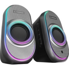 Rampage Rms-X3 2.0 6W Bluetooth Özellikli Siyah Multimedia Rgb Işıklı Gaming USB Speaker