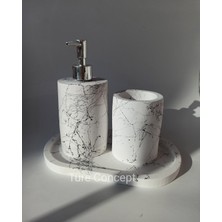 Feyza Design Şık Siyah Beyaz Desenli Banyo Seti, Modern ve Zarif Tasarım