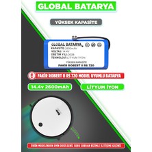 Global Batarya Fakir Robert II Rs 720 Uyumlu Akıllı Robot Süpürge Bataryası 14.4V 2600mAh Li-ion Pil (Yüksek Kapasite)