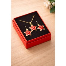 Zero Land Nrzsnt Deniz Yıldızı Mineli Kutulu Kolye Set - Kırmızı